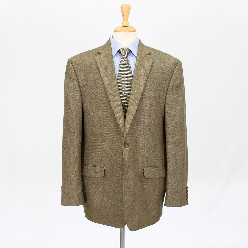 Chaps 48L Brown Solid 2-Button Sport Coat Blazer Jacket O107